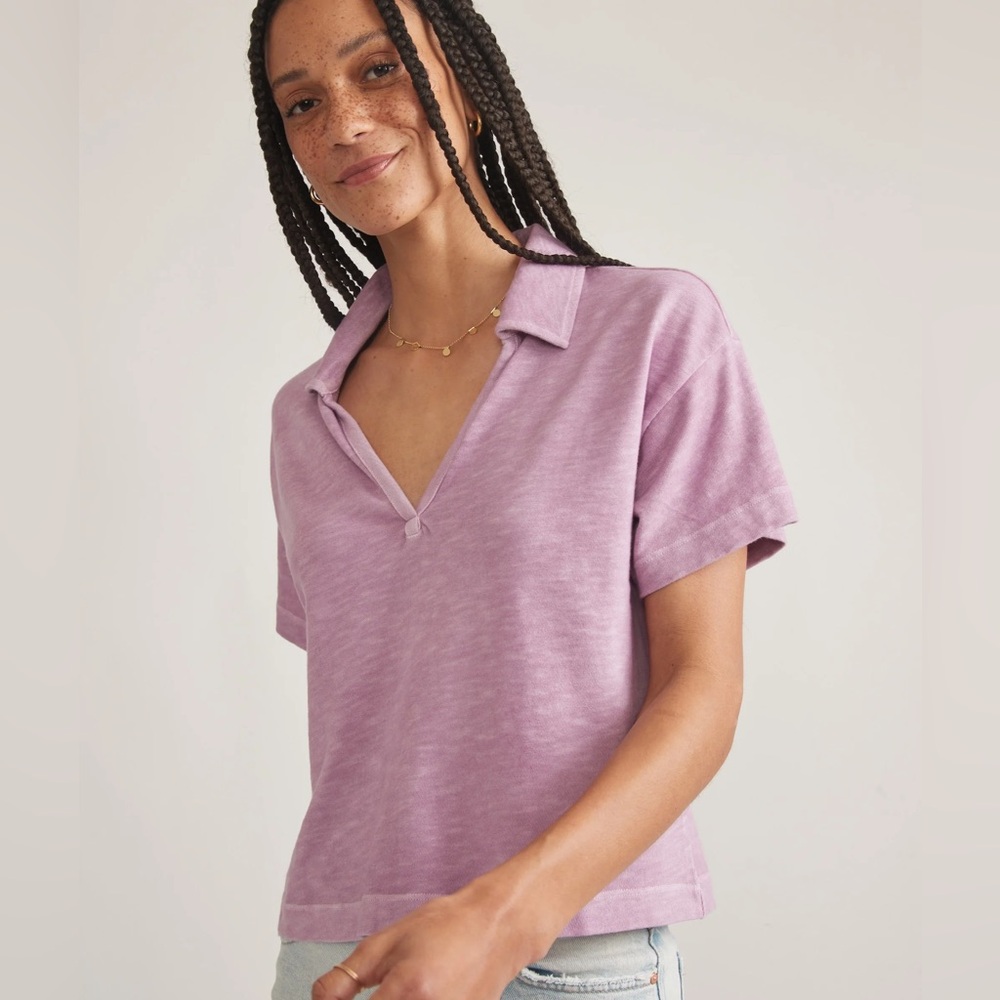 Marine Layer Vintage Slub Polo Tee💜 - Picture 2 of 5